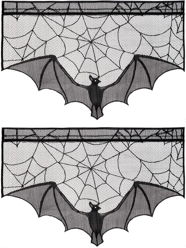 Halloween Sort Blonder Spindvæv Edderkop Web Flagermus Pejs Mantels Sc