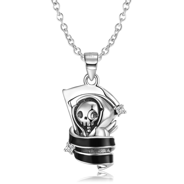 S925 Hopea Miesten Kuolema Grim Reaper Kallo Riippuva Kaulakoru