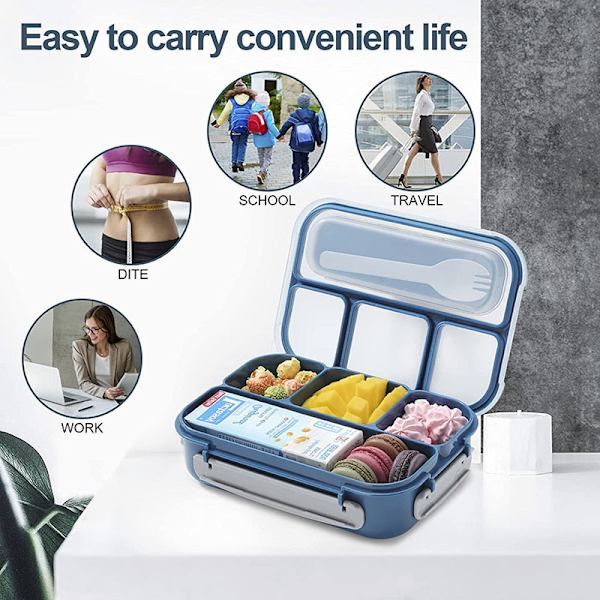 4-fackig Bento-inspirerad lunchlåda för barn - Perfekta portionsstorlekar för åldrarna 3 till 7 - BPA-fri, diskmaskinsäker, livsmedelssäkra material (Rosa)
