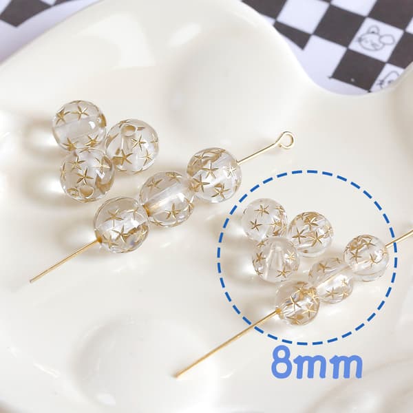 105 st runda plastpärlor mix stjärnformade pärlor strass-effekt