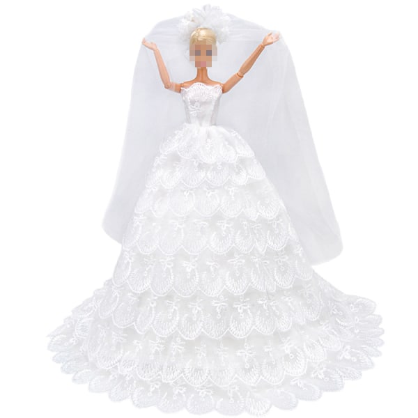 2 st 30 cm Barbie dockkläder lyxig mode nio lager bröllop