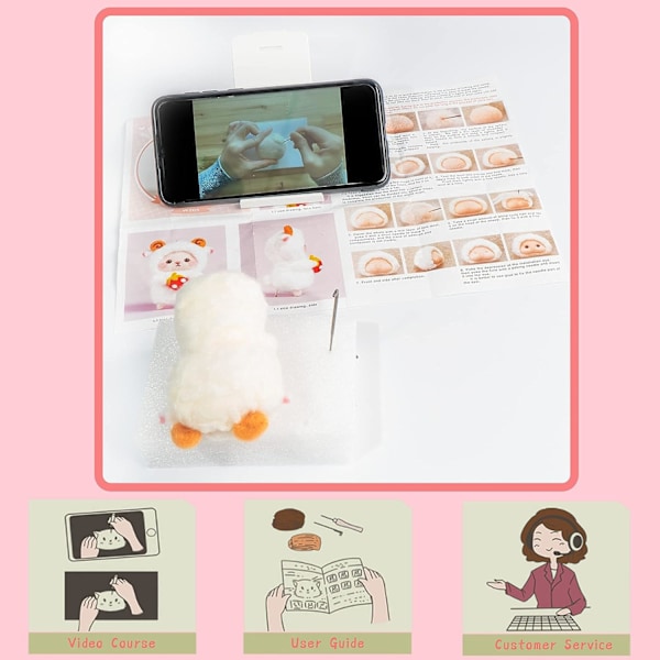Neulahuovutussetti aloittelijoille, söpö villa DIY aloitussetti