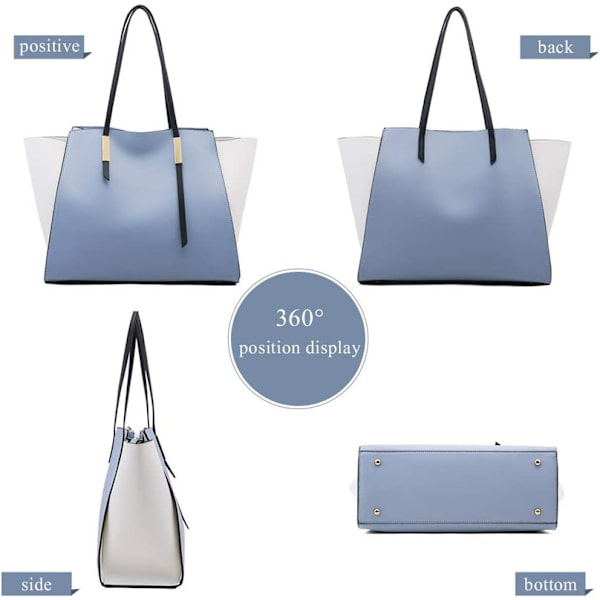 Dametasker Mode Håndtasker Pengepung Tote Bag Skuldertaske Top Håndtag Satchel Pung Sæt 4stk - Blå