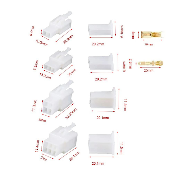 380PCS 2.8mm Automotive Connector Kit 2 3 4 6 Pin Elektriske Ledninger