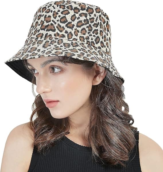 Vendbar Leopard Spandau Hat Bomuld Fiskerhat Foldbar Chee