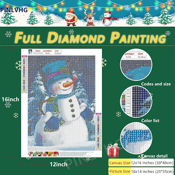 Jule diamantmalerisett, DIY blå julemann full