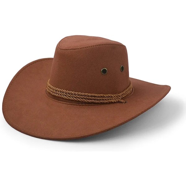 Cowboyhatt, solhatt i konstläder av filt, mocka resekeps, western