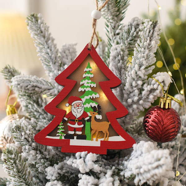 Julepynt LED-lys Træhængende juleornament
