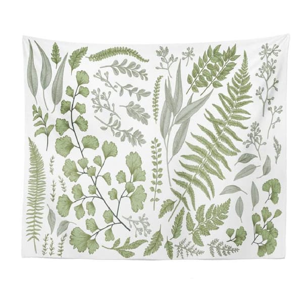 Botanisk Gobelin Blomster Polyester Stof med Grøn og Hvid