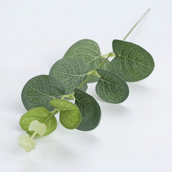 30 stk. Imiteret enkelt mønt sølv eukalyptus blad kors-