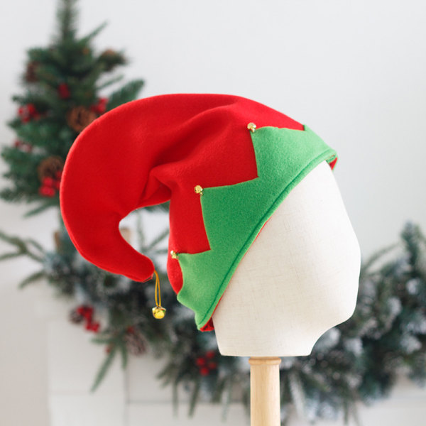 1 st Christmas Elf Hat Christmas Elf Style Hat Röd Grön Hatt Fl
