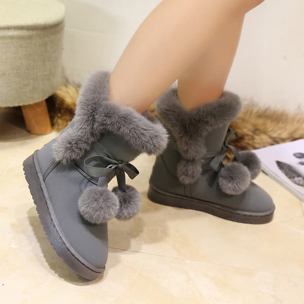 Damskor med vaddering, mid-calf, snöboots - Grå 41