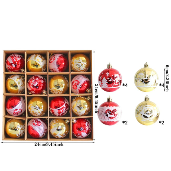 16 st/låda Jul Glitterboll Ornament Julgranskula H