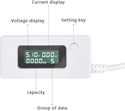 Hvid hale LCD baggrundsbelysning LCD digitalt display USB amperemeter voltmet