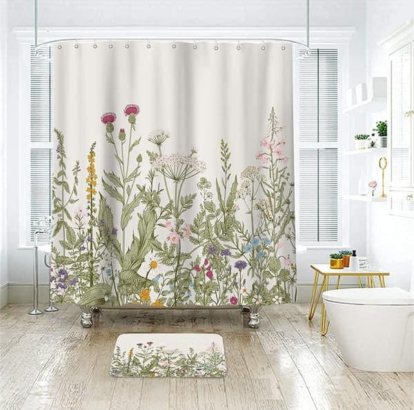 Duschdraperi med 12 krokar 180 x 180 cm