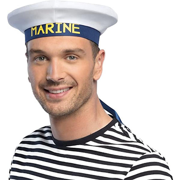 2 stk. sømandshat til voksne, hvid, one size