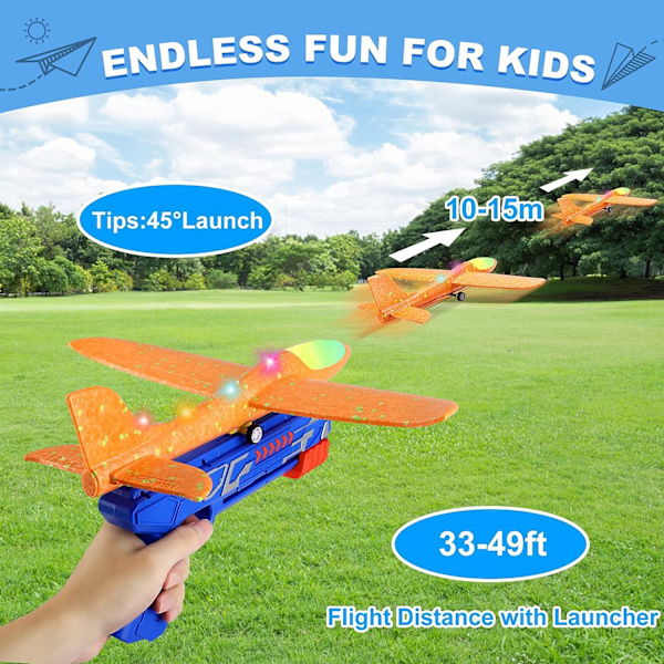 3-pack flygplansleksaker, 2 flygmod LED-skumglidflygplan