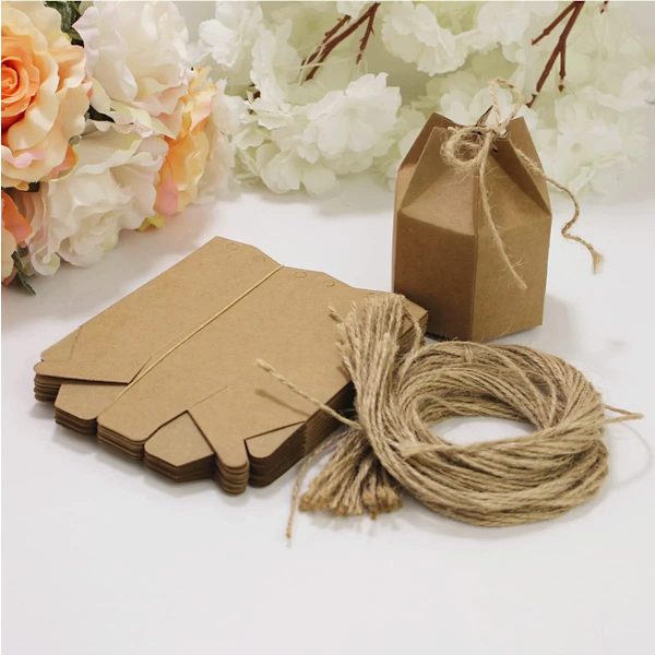 Bröllopsgodislåda, 50 Kraft presentförpackning, Festgodislåda, Kraftpapper