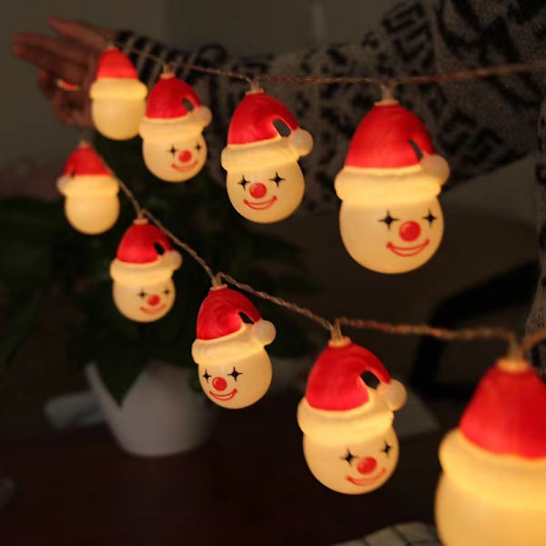 LED-julkulor med snöflingor Julclowner Snögubbe Julgranshängande LED-festliga festdekorationer Ljuskedjor (Batterimodell) 1.65M10 light