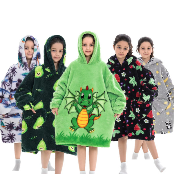 Damer Barn Söt djur flanell thermal hoodie - Shopping Queen Children