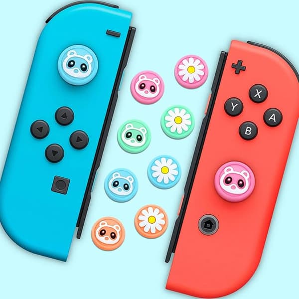 Tumgrepp för Nintendo Switch & Lite Raccoon Flower 8 Pack Cut