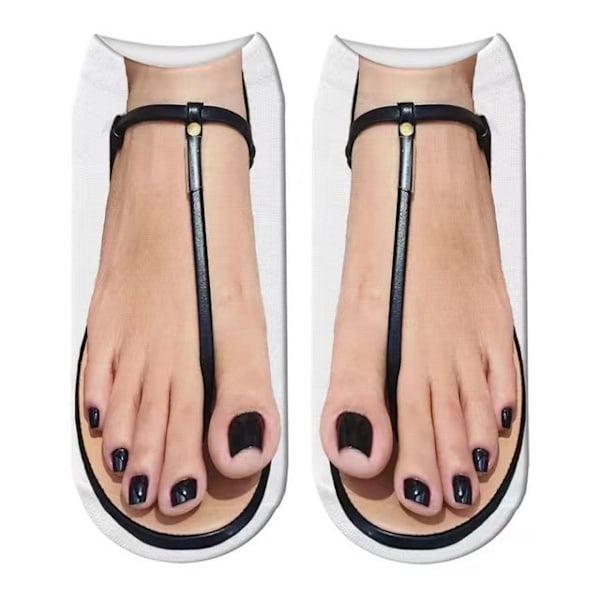 Sæt med 6 par (37-43) 3D-stof flip-flops og sko simulering sokker, sjove og søde sokker, velegnet til vennemøder og delikate aktiviteter