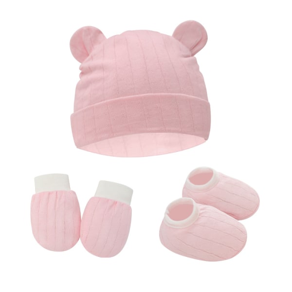 Baby Knotted Hat and Gloves for Newborn Foot Covers 3 Sets (Pack