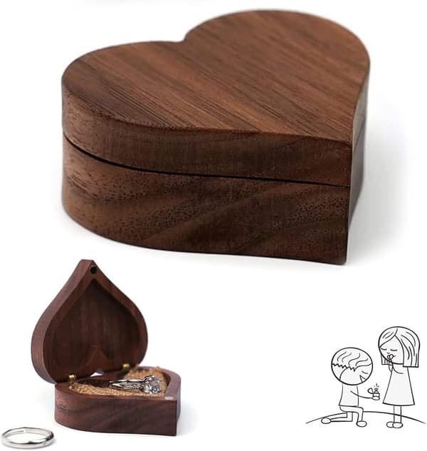 Ring Box, Bröllopsring Box, Trä Bröllopsring Box, Ring Box, W