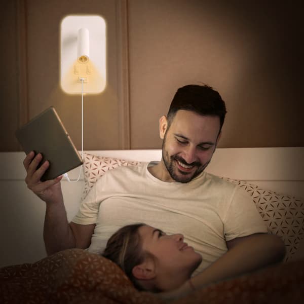 Sengelampe, LED-leselamper med USB-port og bryter