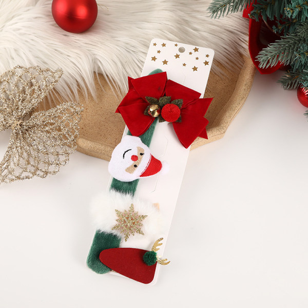 Julbarnracket Femdelat set Jultillbehör Set Semesterpresent med flera mönster jularmband 29*10 cm