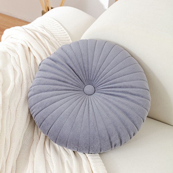 Sofa round cushion Velvet upholstery cushion 40cm-Gray