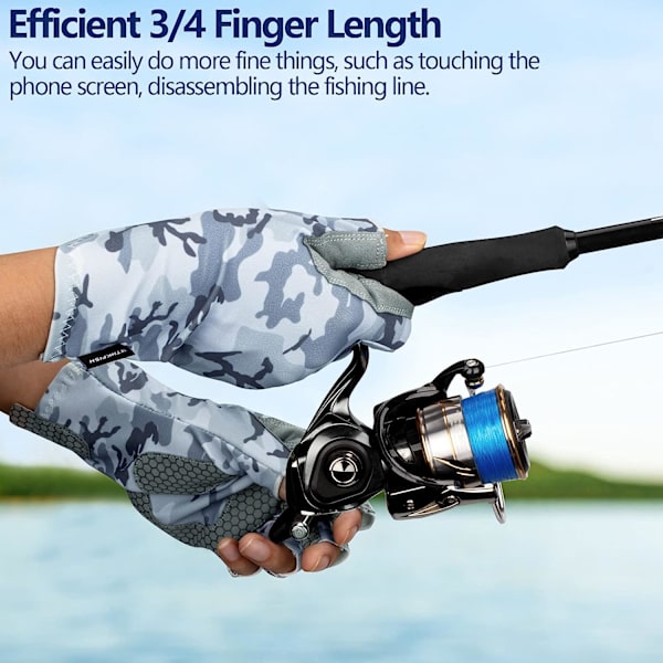 1 par fiskehandsker L/XL, grå, skridsikre camouflage jagthandsker