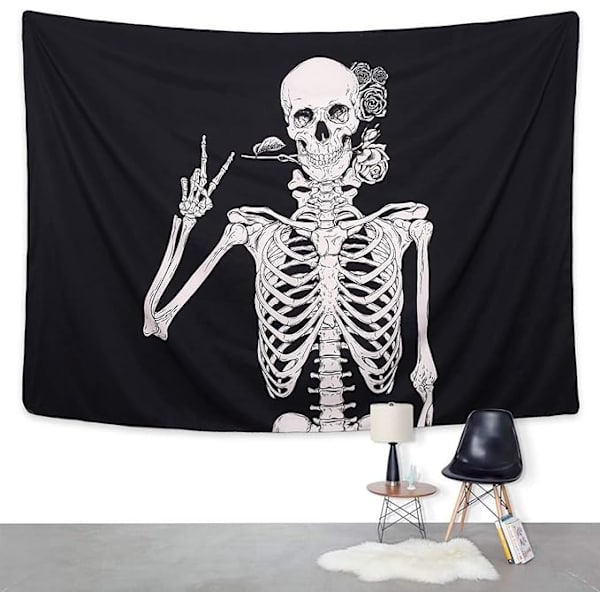 Rock and Roll Skull Tapestries, Funny Skull Human Skeleton Tapes