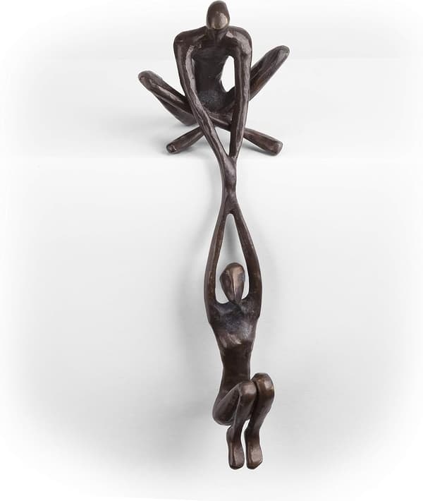 Moderne metallhylledekorasjon - Bronse skulptur - Mann løfter