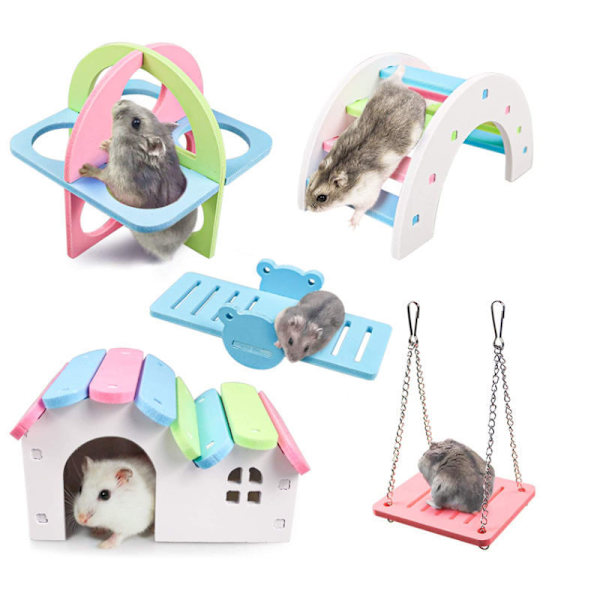 Hamsterleke, 2 stk Hamstertilbehør Regnbuebro Seesaw Seesaw