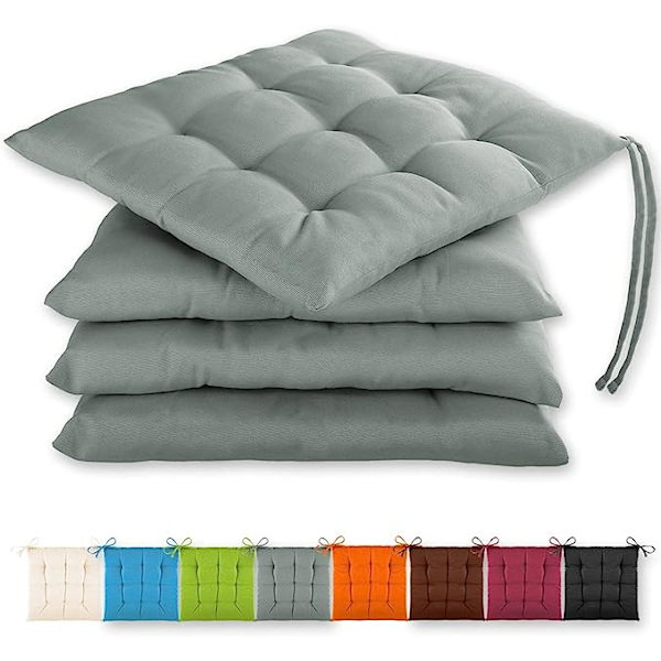 Set med 4 sittdynor 40x40x3cm med fastspänningsremmar