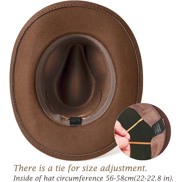 Flat Top Cowboy Top Hat Roll Brim Filt Hat Menn Kvinner Utendørs Wes