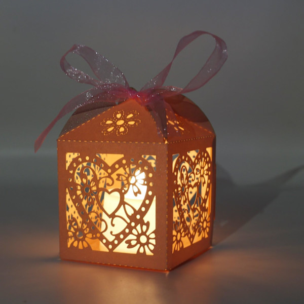 100 stk. Laser Cut Love Heart Bryllupsfest Gaveæsker, Slikpose