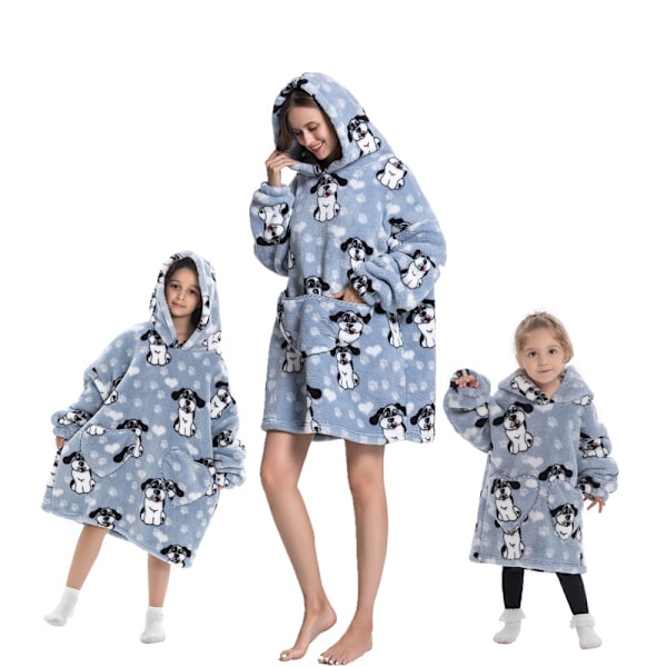 Barn Kids Söt Djur Flanell Termisk Hoodie - Stora Öron Hund Adult