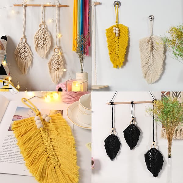 DIY Nice Dream Macrame seinäkoriste, Boho ripustettava höyhenlehti, Ye