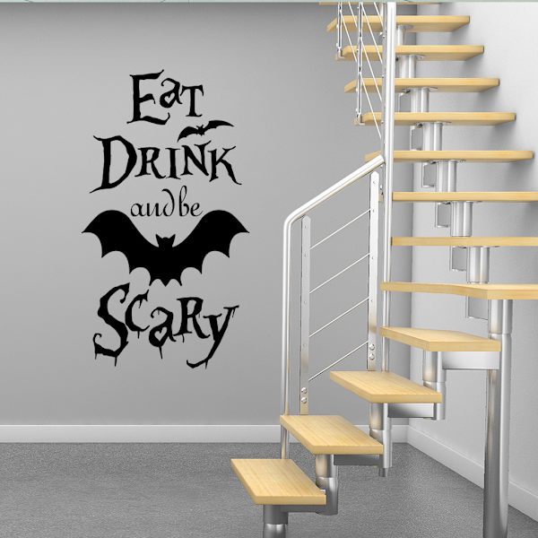 Kurpitsa Halloween Lepakko Tarrat Seinätarra Lainaukset Syö Juo ja B