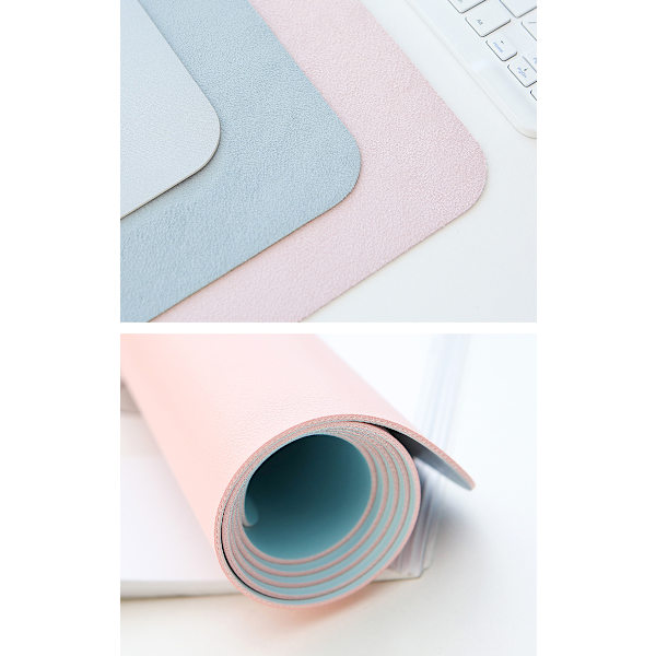 PU Læder Skrivebordsmatte, Udvidet Mussemåtte, Vandafvisende Skrivebordsbeskytter, Ultratynd Stor Laptop Tastaturmatte (lilla+pink), Dobbeltsidet 100*50cm