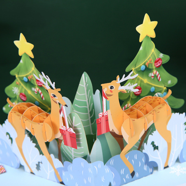 3D julekort, pop-up julekort, foldet tredimensjonalt