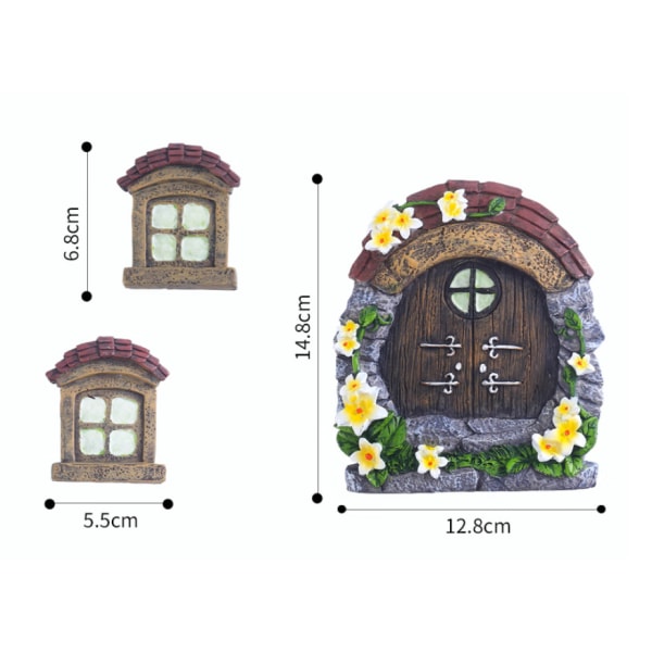 Brun dekoration för trädstam, dekorationshus, dörr
