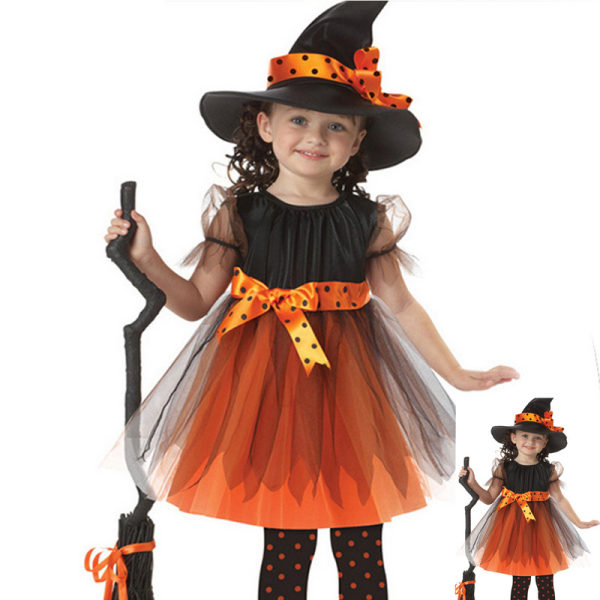 Halloween-kostym barn häxa cosplay kappa 120