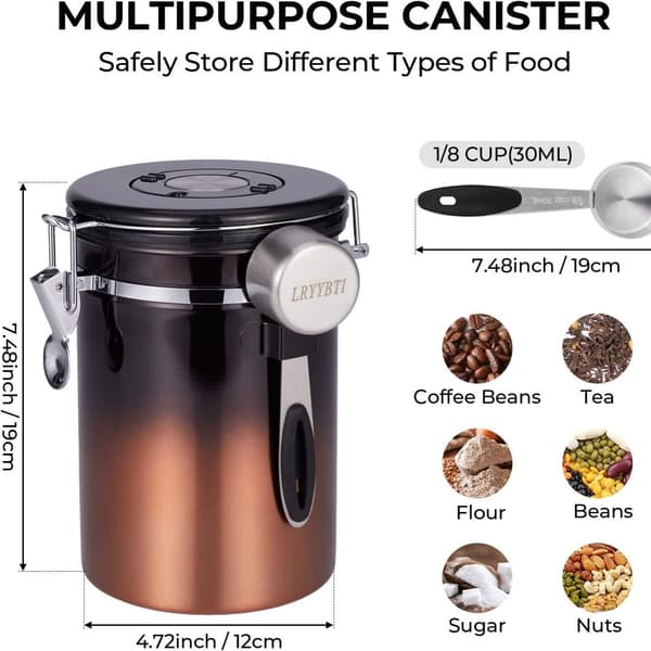 Kaffekanne i rustfritt stål med dato for matlagring 1,8L