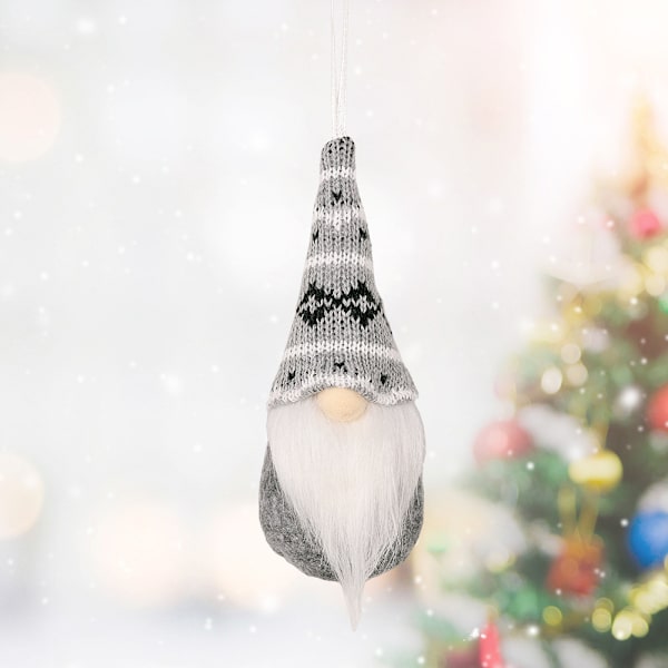 3 st grå juldekorationer jul Rudolph stickad hatt Sm
