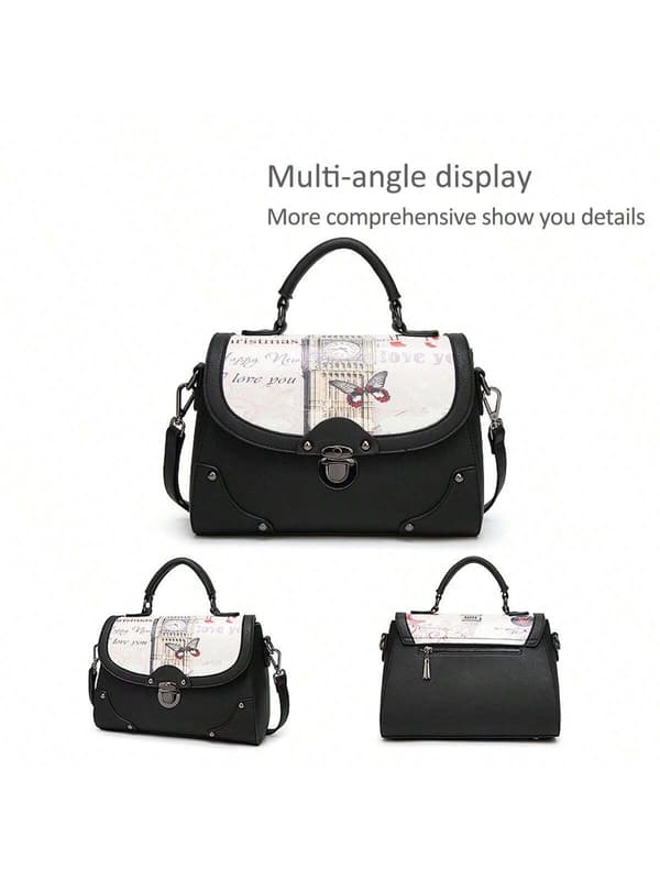 Eleganta Damhandväskor, Axelväskor, Handväskor, Tygväskor, Axelväskor, Crossbody-väska, Axelväska, Multifunktionell, Hållbar, PU-svart black