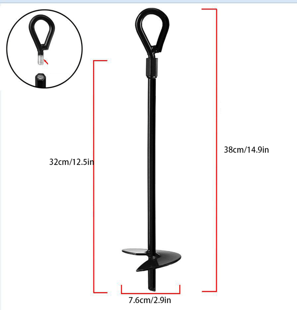 38 cm teltplugg med sammenleggbar ring, sett med 4
