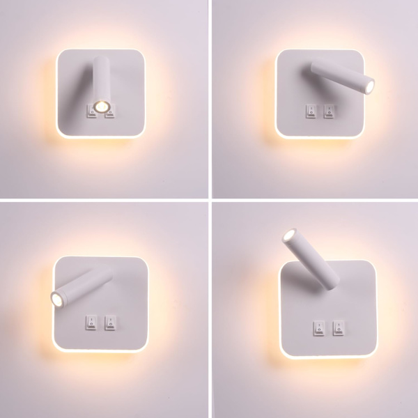Sengelampe LED læselampe væglampe 3000K (3W + 10W)
